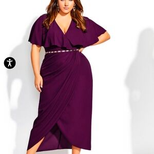 City Chic Maxi Enchantment Purple Mulberry Dress Size 18